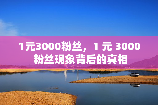 1元3000粉丝，1 元 3000 粉丝现象背后的真相