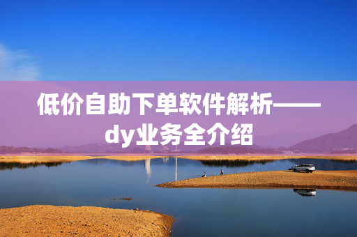 低价自助下单软件解析——dy业务全介绍