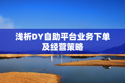 浅析DY自助平台业务下单及经营策略